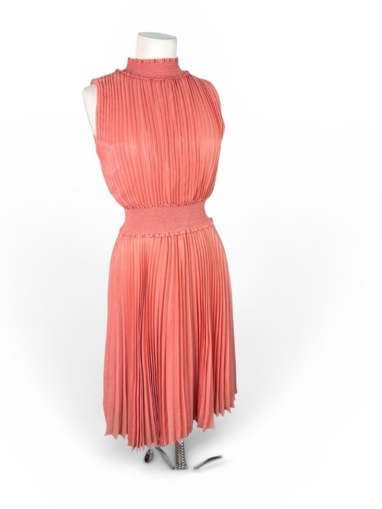 Nanette Lepore Dresses & Skirts - Nanette Lepore Iridescent Coral Pleated Smocked Keyhole Close Cocktail Dress 8